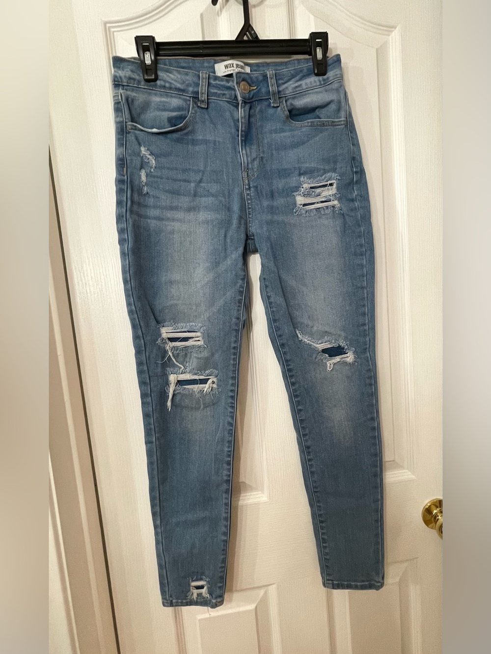 Wax Jean Light Blue Ripped Skinny Jeans for Women